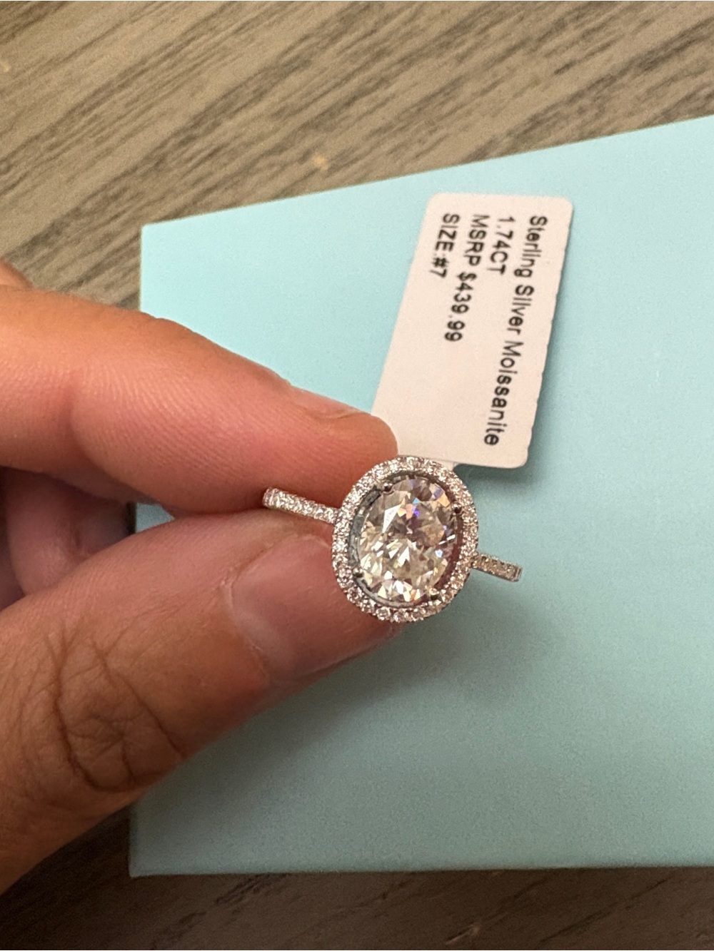sterling silver moissanite halo ring size #7 - Picture 3 of 6